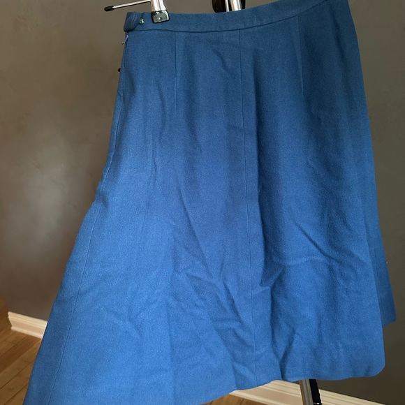 Vintage Royal Blue Wool Skirt with Pleats - Picture 2 of 5